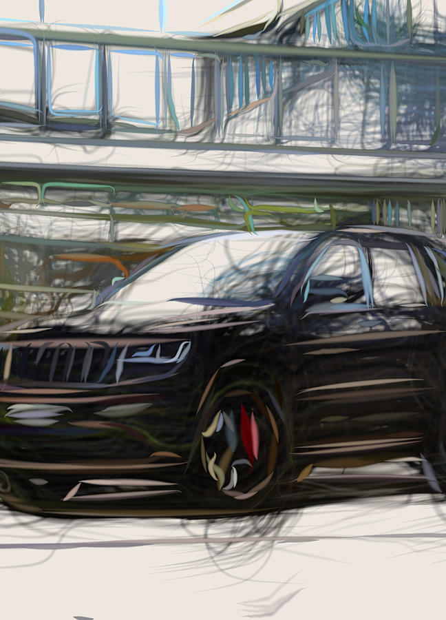 Jeep Grand Cherokee Srt Drawing #1 Digital Art by CarsToon Concept