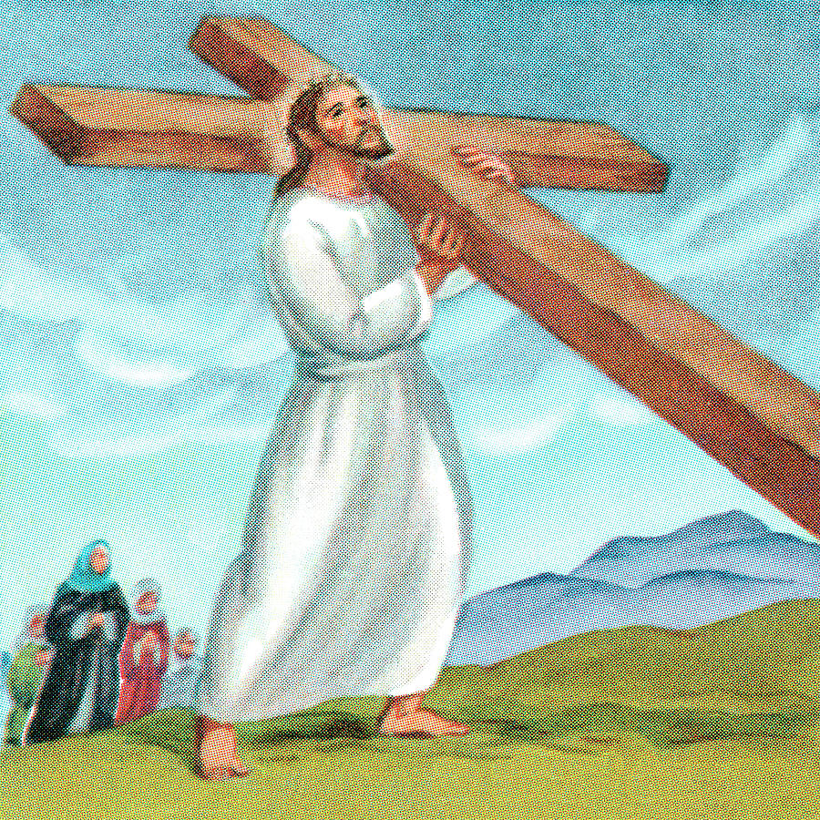 jesus carrying cross drawing