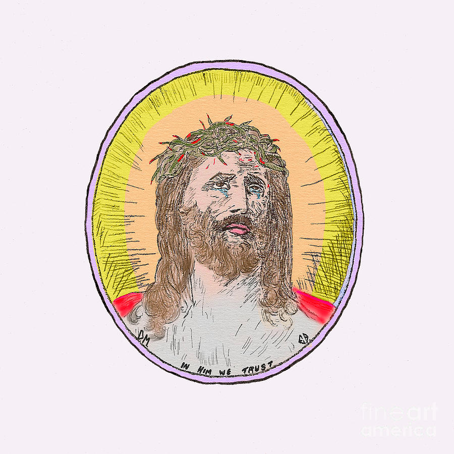 Jesus on White Tinge Pink Painting by Donna L Munro