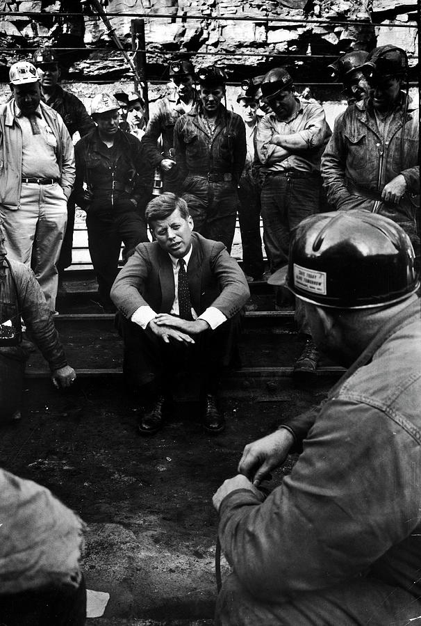 Black And White Photograph - JFK Campaigns #1 by Hank Walker