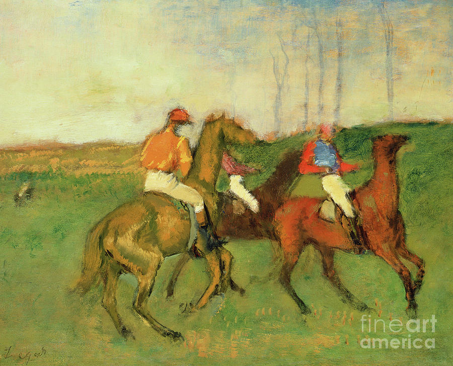 Jockeys and Race Horses Painting by Edgar Degas