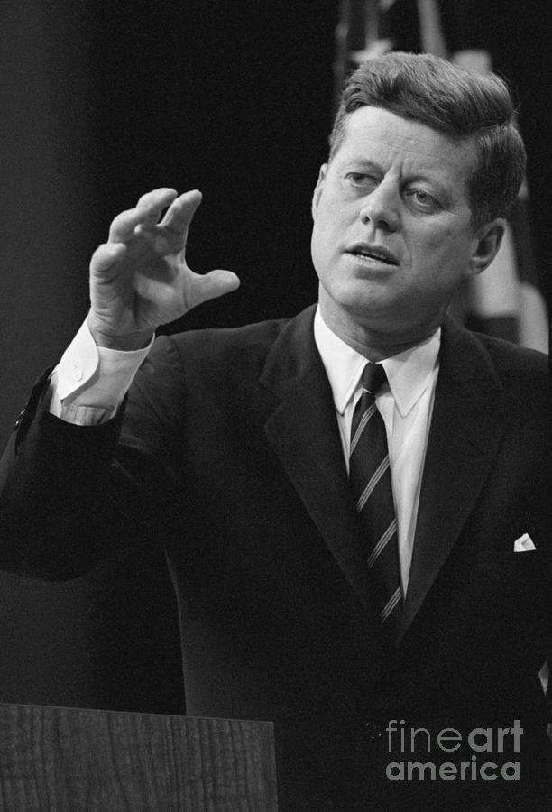John F. Kennedy Gestures During News Photograph by Bettmann John F. Kennedy Gestures During News Photograph by Bettmann