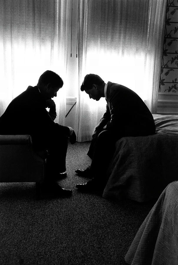 Black And White Photograph - John Kennedy Confers With Robert Kennedy #1 by Hank Walker