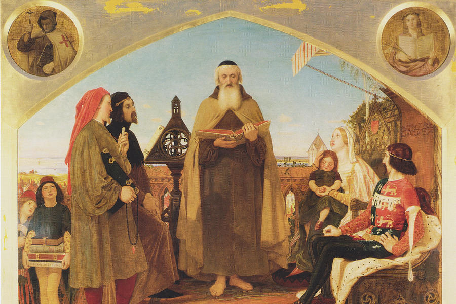 John Wycliffe reading his translation of the bible to John of Gaunt Painting by Ford Madox Brown
