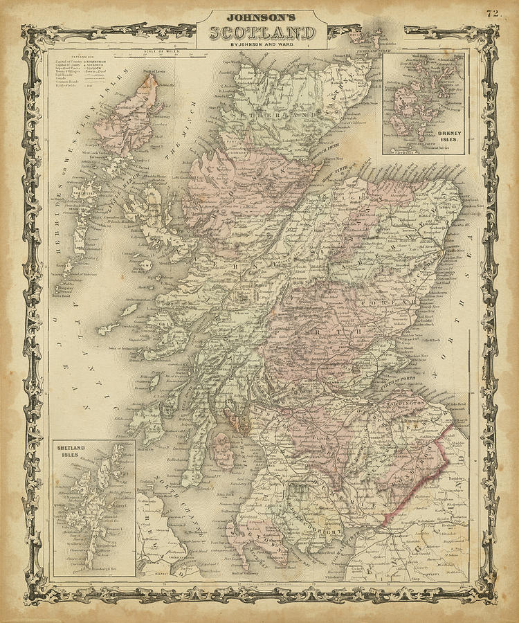 Map Painting - Johnsons Map Of Scotland #1 by Johnson
