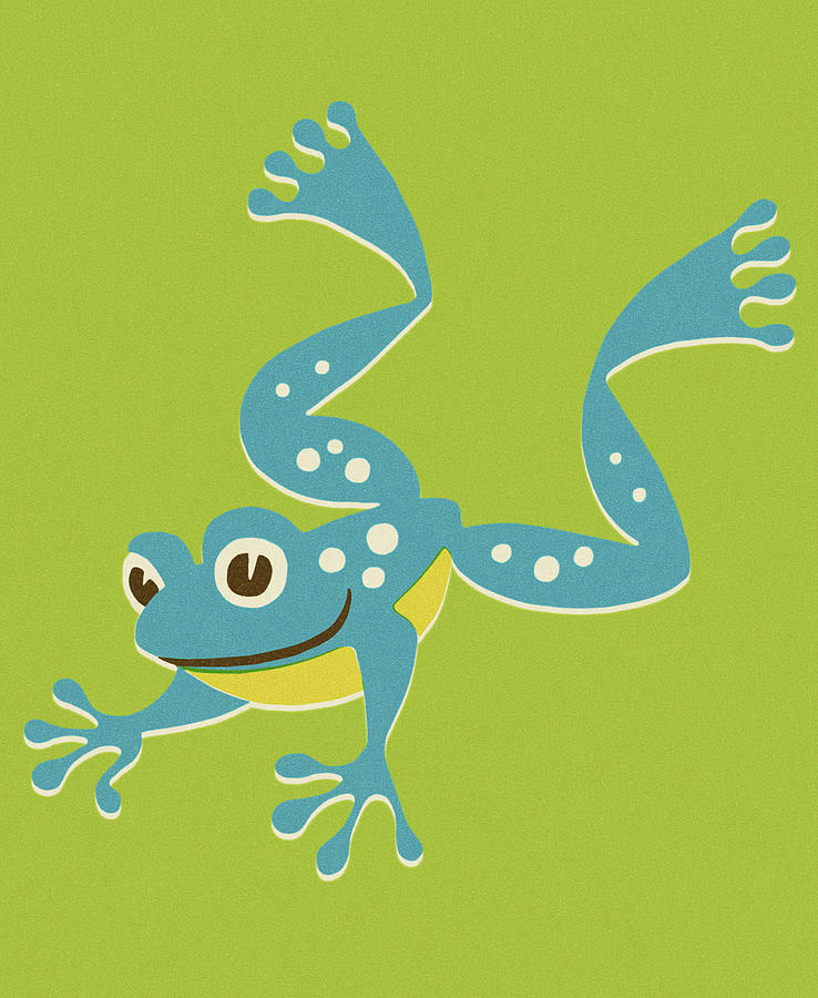 Vintage Drawing - Jumping Frog #1 by CSA Images