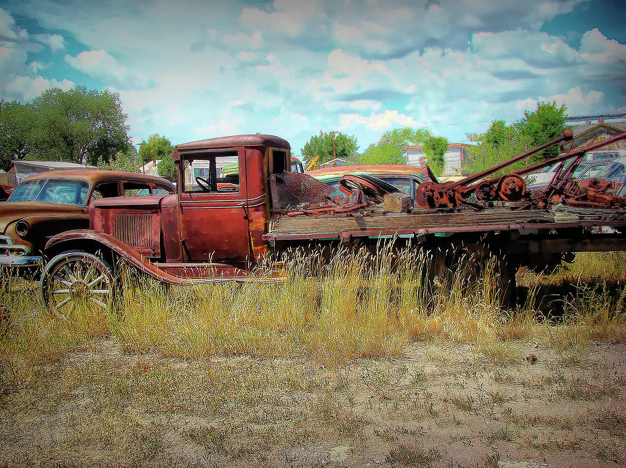 Junkyard Series Old Truck  #1 Photograph by Cathy Anderson