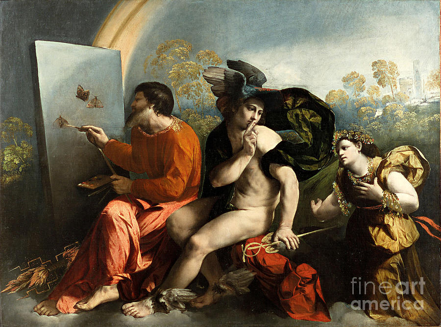 Jupiter, Mercury And The Virtue Painting by Dosso Dossi