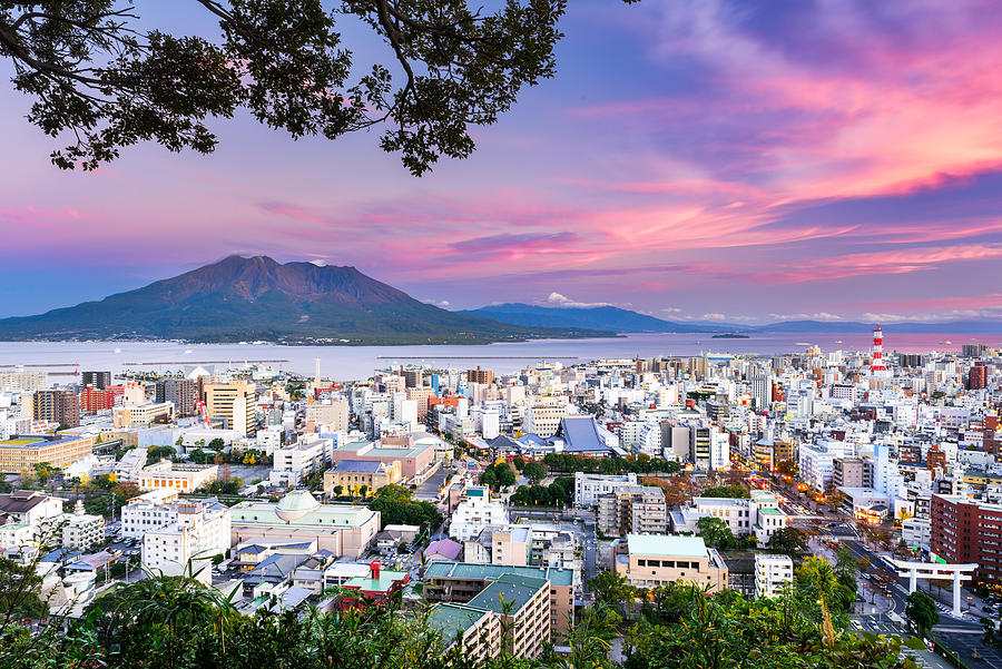 Cityscape Photograph - Kagoshima, Japan With Sakurajima #1 by Sean Pavone