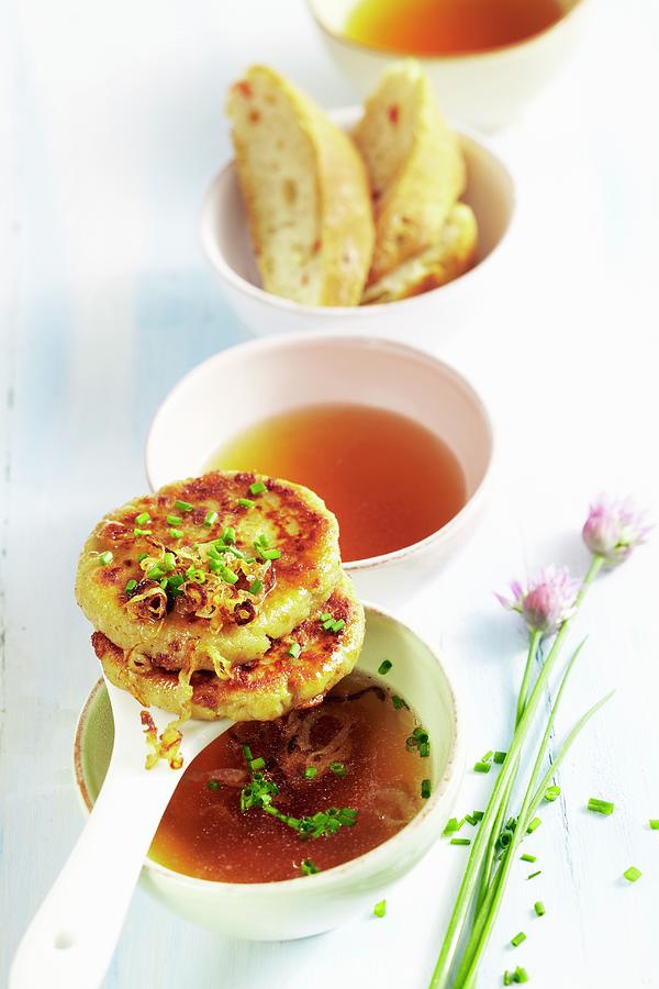 Kaspresskndel cheesy Bread Dumplings With Herbs In Soup #1 Photograph by Teubner Foodfoto