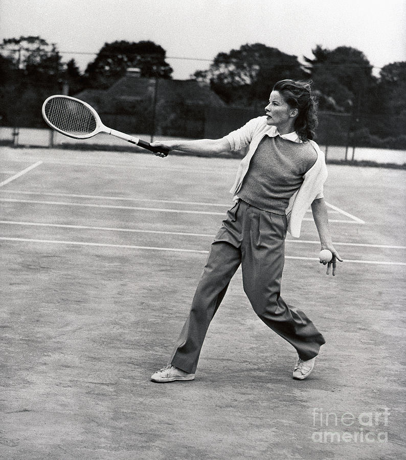 Katharine Hepburn Playing Tennis Photograph by Bettmann
