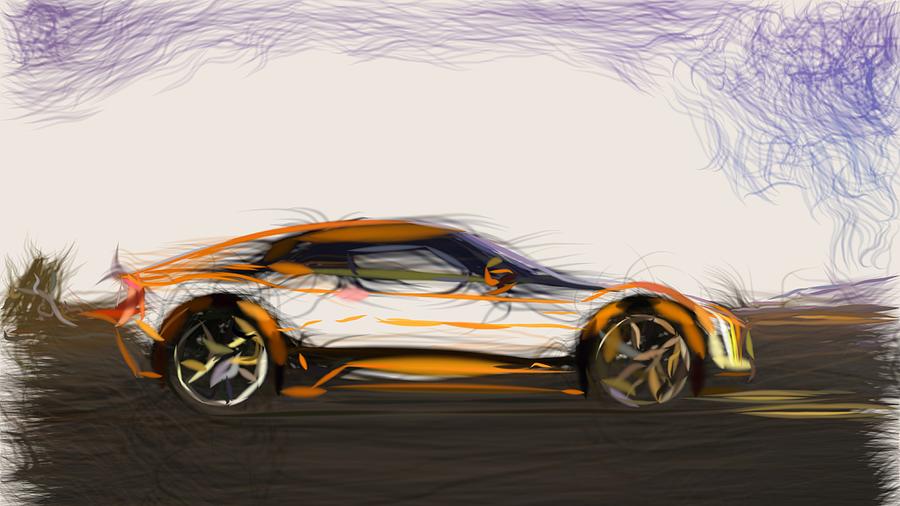 Kia GT4 Stinger Drawing #2 Digital Art by CarsToon Concept