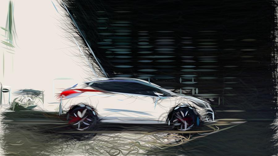 Kia Pro Ceed GT Drawing #2 Digital Art by CarsToon Concept