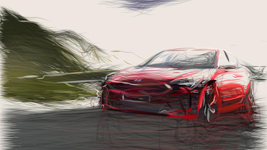 Kia Stinger GT Drawing #2 Digital Art by CarsToon Concept
