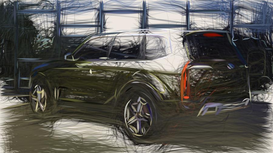 Kia Telluride Draw #2 Digital Art by CarsToon Concept