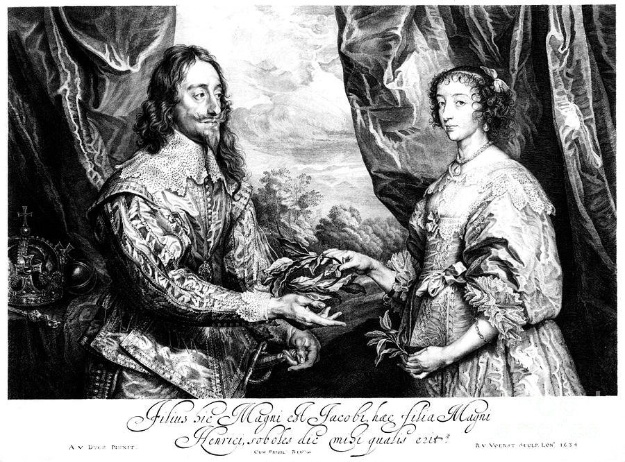 King Charles I 1600-1649 And Queen #1 Drawing by Print Collector