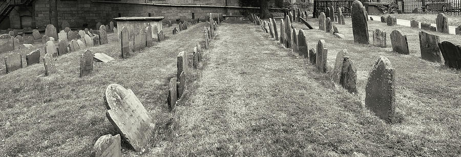 Black And White Photograph - Kings Chapel Burying Ground, Boston #1 by Panoramic Images