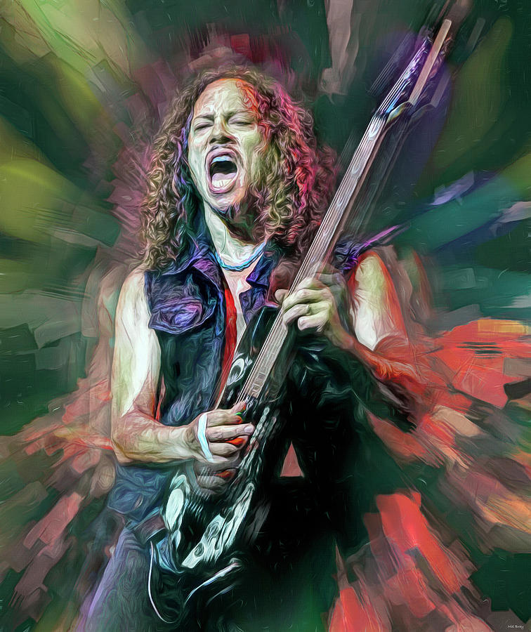 Kirk Hammett Metallica #2 Mixed Media by Mal Bray