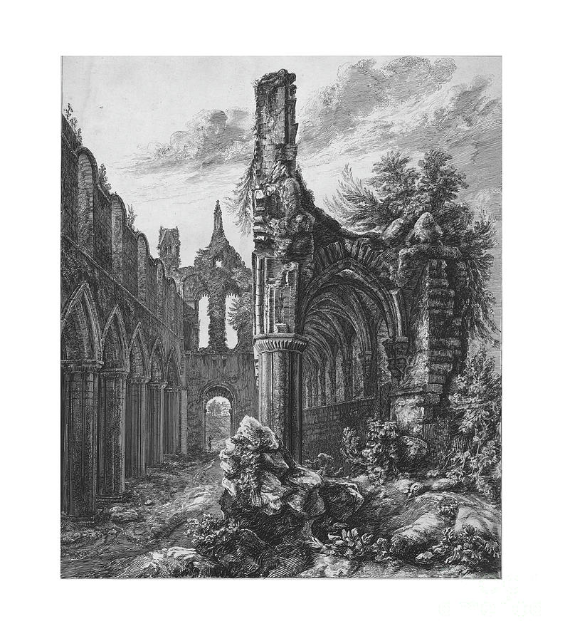 Kirkstall Abbey #1 Drawing by Print Collector