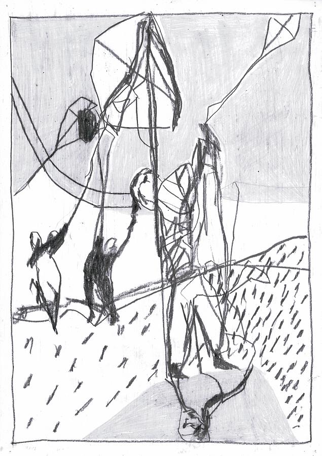 Kite flying #1 Drawing by Edgeworth Johnstone