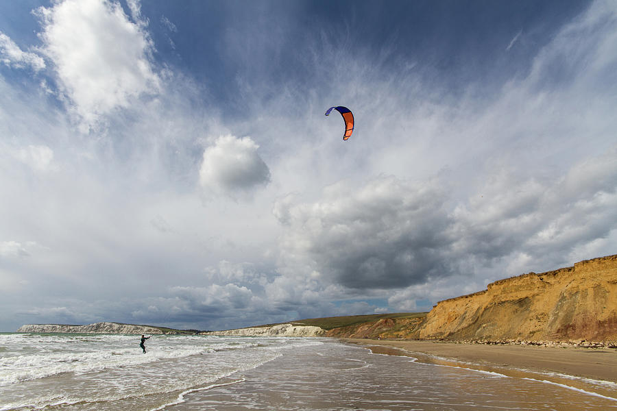 Kitesurfing At Compton Bay, Isle Of #1 Photograph by S0ulsurfing - Jason Swain