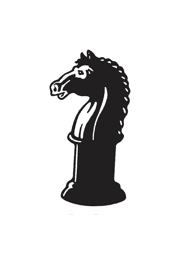 Black And White Drawing - Knight Chess Piece #1 by CSA Images