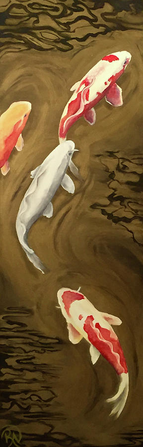 Koi Among Gold Waters #1 Painting by Renee Noel