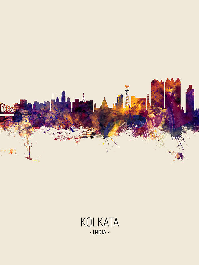 Kolkata India Skyline #1 Digital Art by Michael Tompsett