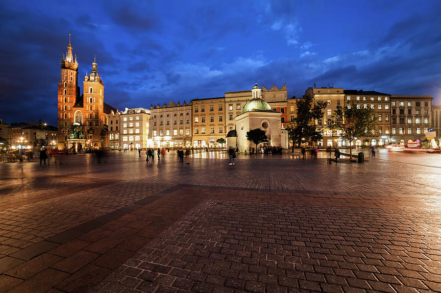 Krakow Main Market Square at Night #1 Photograph by Artur Bogacki