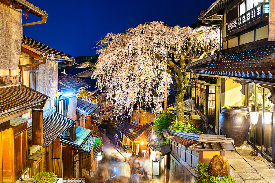 Tree Photograph - Kyoto, Japan Alleyway Scene #1 by Sean Pavone