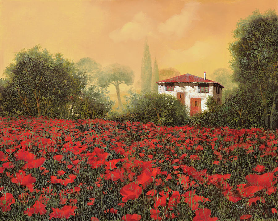 Flower Painting - La Casa E I Papaveri #1 by Guido Borelli