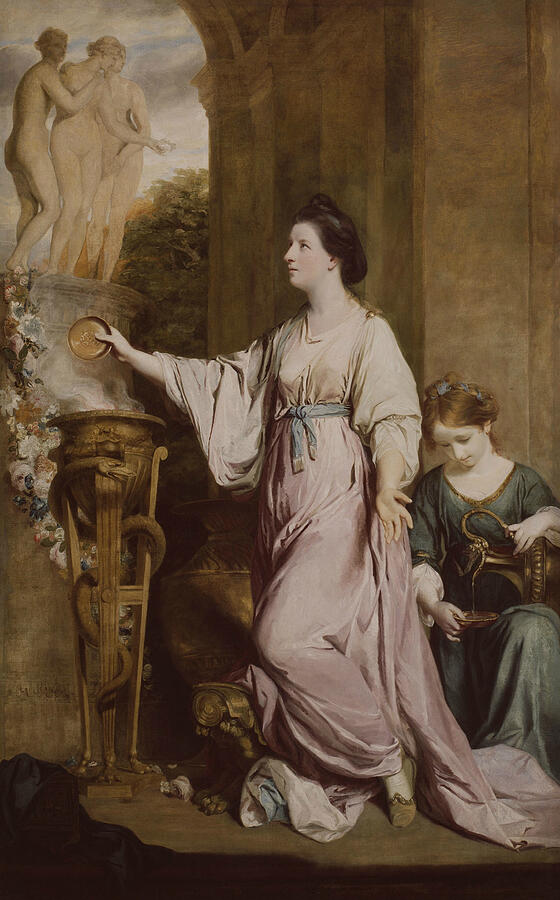 Lady Sarah Bunbury Sacrificing to the Graces, from 1763-1765 Painting by Joshua Reynolds