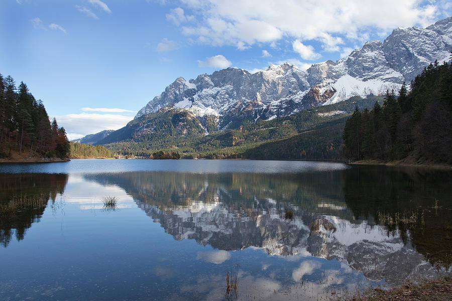 Lake Eibsee Near Garmisch-partenkirchen Below The Mountain Zugspitze ...