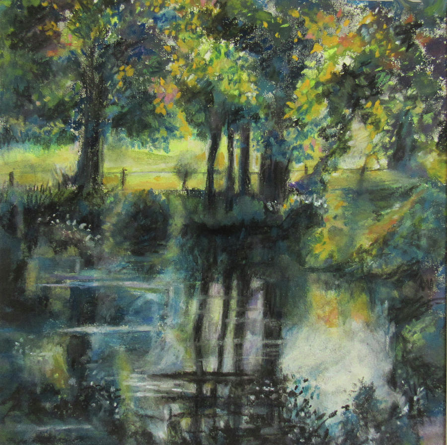 Lake Reflections #1 Pastel by Jean Batzell Fitzgerald
