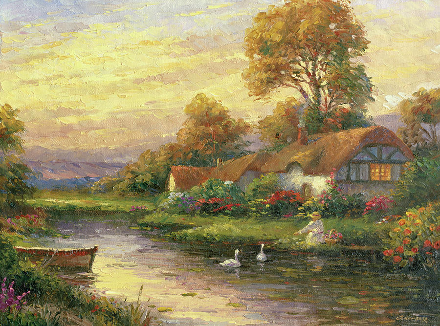 Lakeside Cottage Painting by Ghambaro - Fine Art America