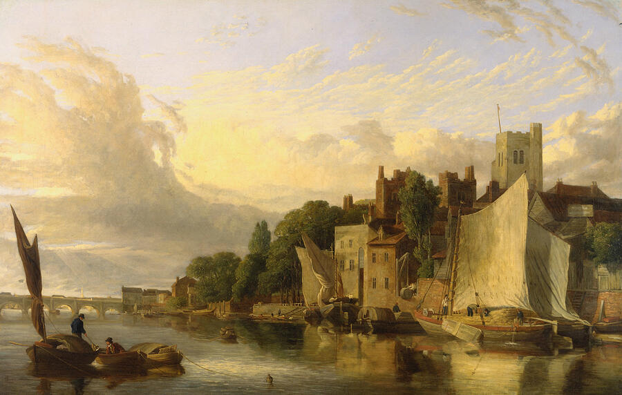 James Stark Painting - Lambeth from the River looking towards Westminster Bridge, from 1818 by James Stark