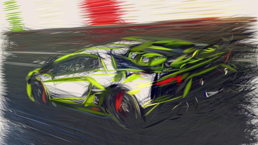 Lamborghini Aventador SVJ Drawing #2 Digital Art by CarsToon Concept
