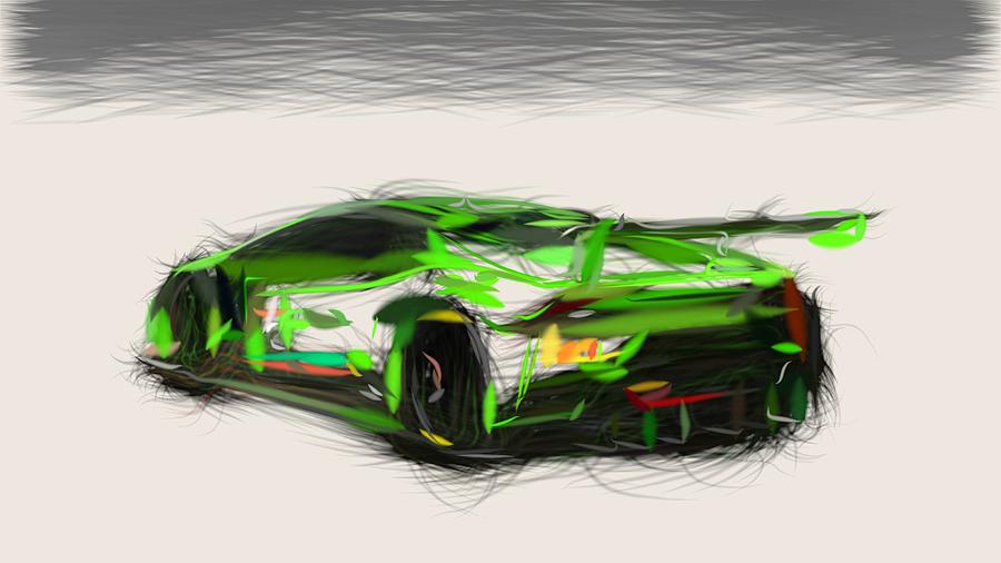 Lamborghini Huracan GT3 Racecar Draw #1 Digital Art by CarsToon Concept ...