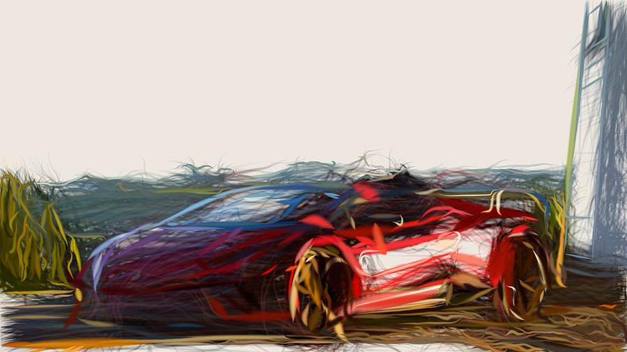 Lamborghini Huracan Performante Spyder Drawing #2 Digital Art by CarsToon Concept