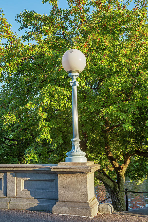 Lamp At Public Garden Bridge, Boston Ma #1 Digital Art by Lumiere