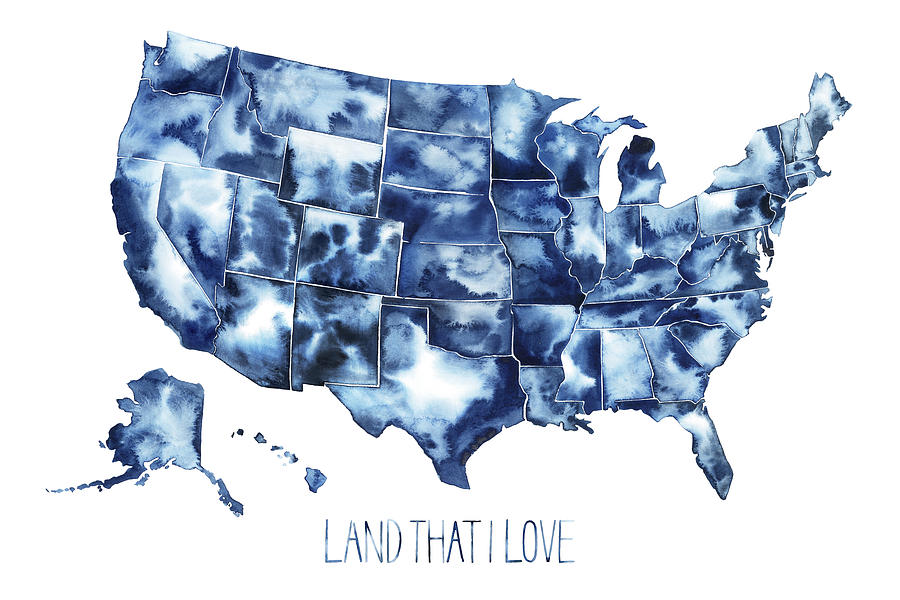 Map Painting - Land That I Love #1 by Grace Popp