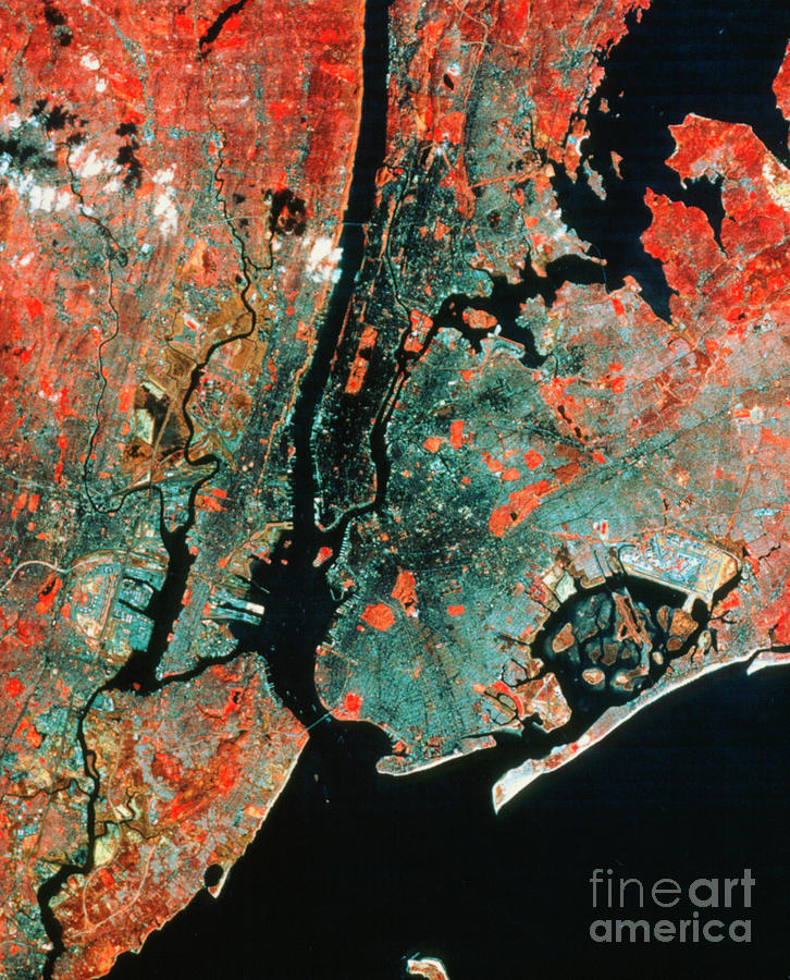 Landsat Infrared Image Of New York City #1 by Mda Information Systems ...