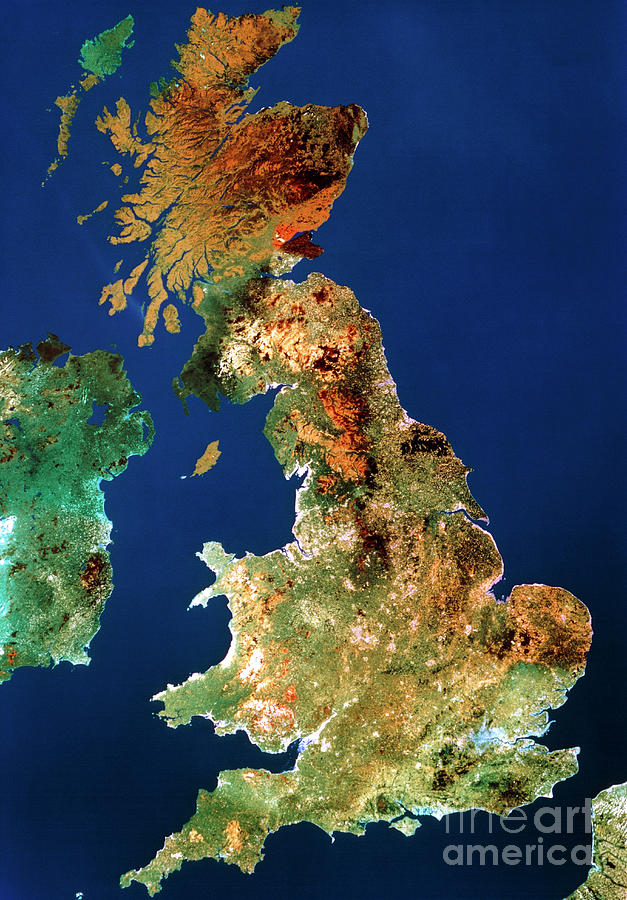 Landsat Mosaic Of United Kingdom Photograph by Maptec International Ltd ...