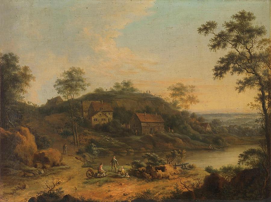 Landscape. 1758. Oil on canvas. #1 Painting by Johann Christian Vollerdt -1708-1769-