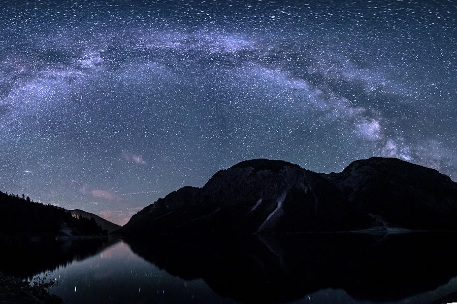 Nature Photograph - Landscape At Plansee By Night, Plansee, Reutte, Tirol, Austria, Europe. #1 by Christian Frumolt