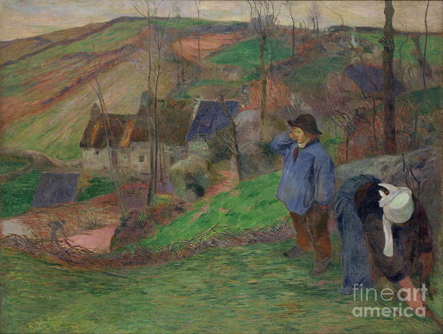 Landscape In Brittany. Artist Gauguin #1 Drawing by Heritage Images