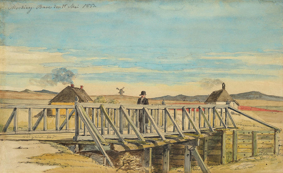 Landscape with a Bridge Near Mosbjerg. #1 Painting by Martinus Rorbye