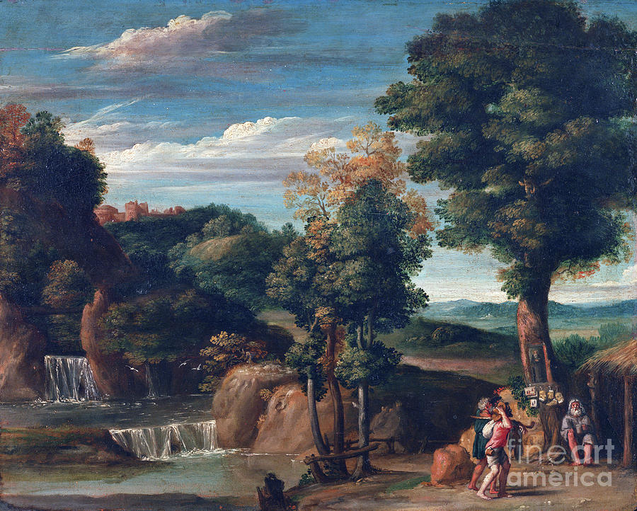 Landscape Painting - Landscape With A Hermit by Domenichino