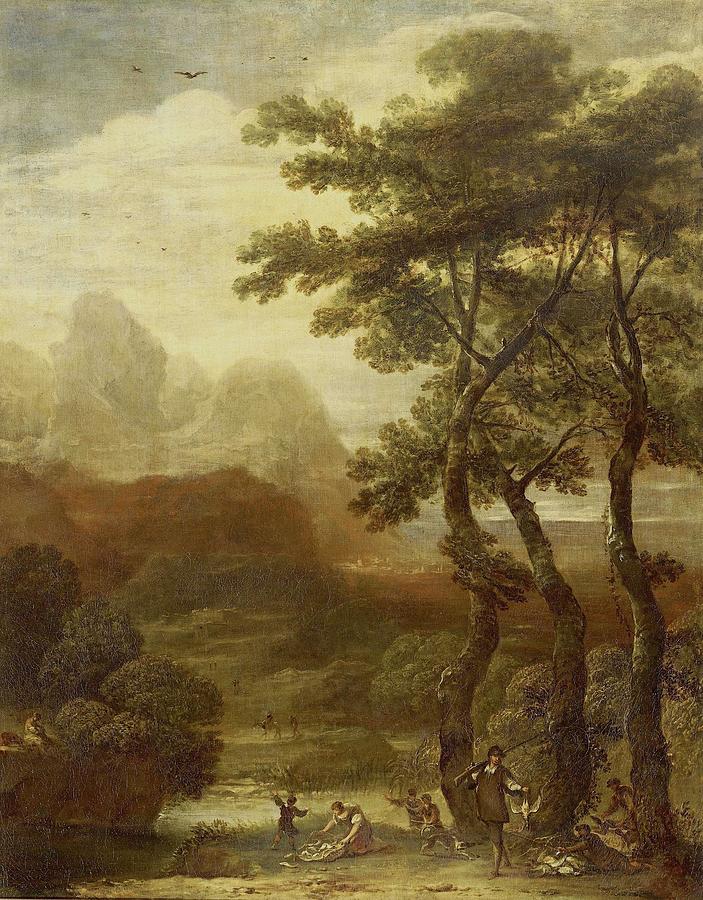 Landscape with Hunters. #1 Painting by Ignacio de Iriarte