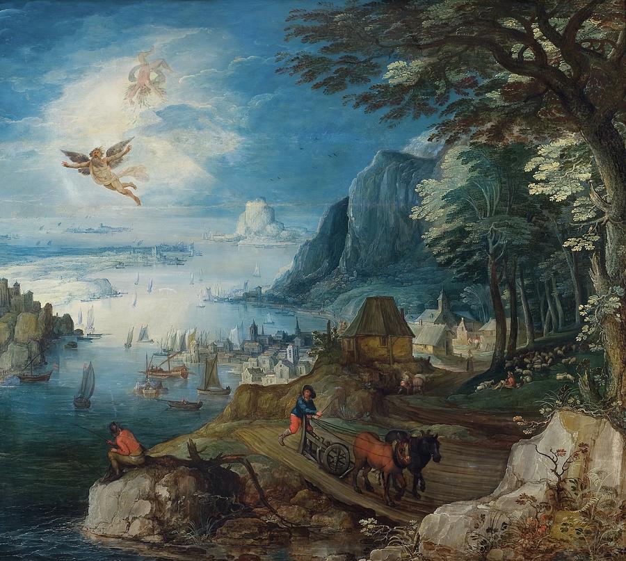 Landscape With The Fall Of Icarus Painting By Joos De Momper Fine Art   1 Landscape With The Fall Of Icarus Joos De Momper 